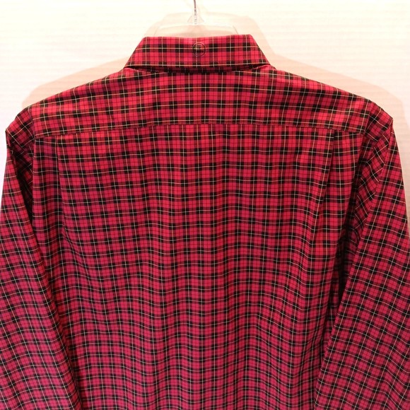 Lauren Ralph Lauren Red Plaid Slim Fit Non Iron Button Down Shirt Men 17 34/35 - Picture 7 of 10